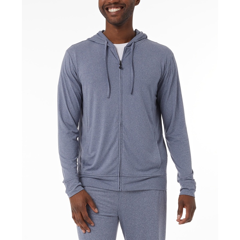32 Degrees Men's Hooded Sleep Jacket Blue Hoodie Large