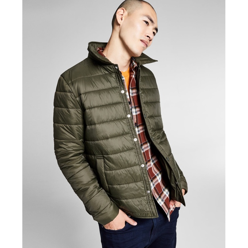 And Now This Men's Lightweight Puffer Jacket Medium Green