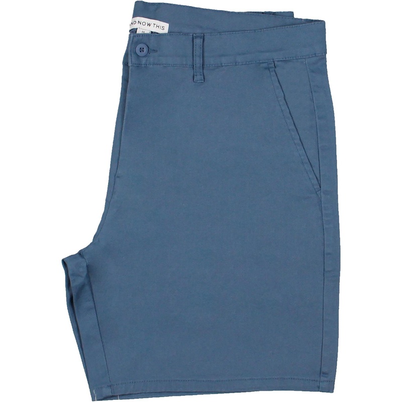 And Now This Mens Chino Mid rise Khaki Shorts Blue 34 Reg