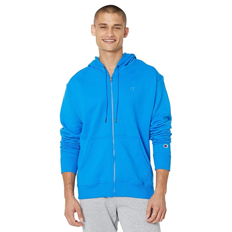 Champion Powerblend Fleece Full Zip Hoodie Blue Jay Small