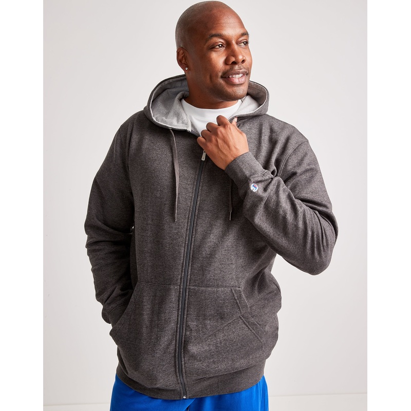 Men's Champion Big & Tall Fleece Full Zip Hoodie 4XL Dark Gray