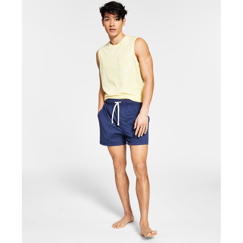 Sun + Stone Mens Sun washed Knit Pajama Shorts Blue Medium