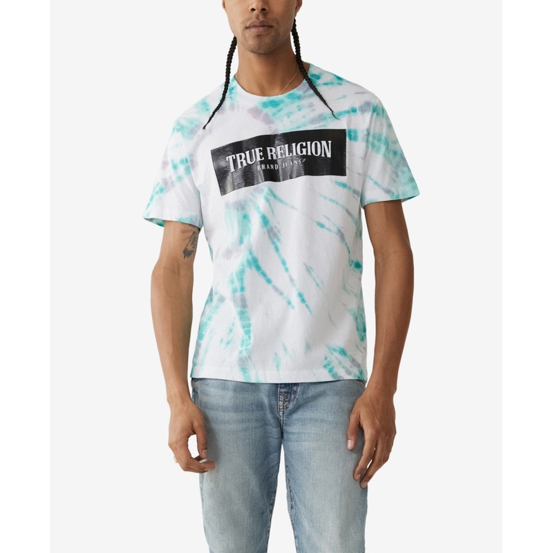 True Religion Mens Spiral Tie Dye T shirt  Feldspar Mauve Orchid Green 2XL