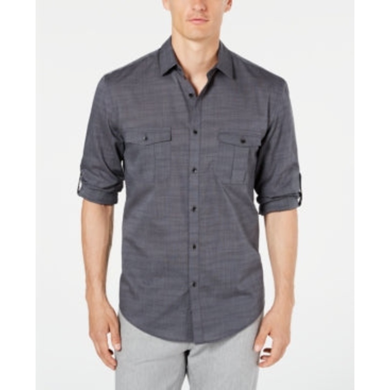 Alfani Men's Warren Long Sleeve Shirt Button Down Gray Medium