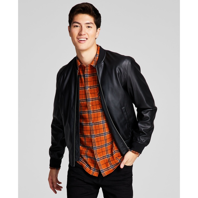 And Now This Men's Flannel Collared Button down Shirt Orange Small