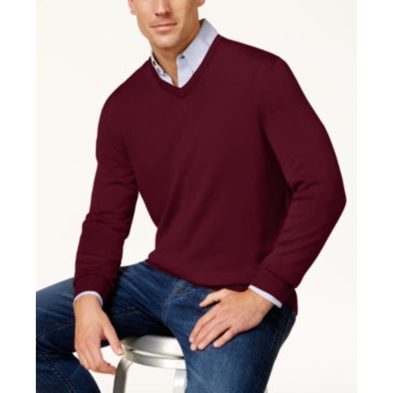 Club Room Men's Merino Wool Vneck Sweater Purple XL