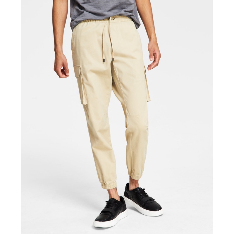 International Concepts Men's Regular fit Twill Cargo Jogger Pants Light Beige Large