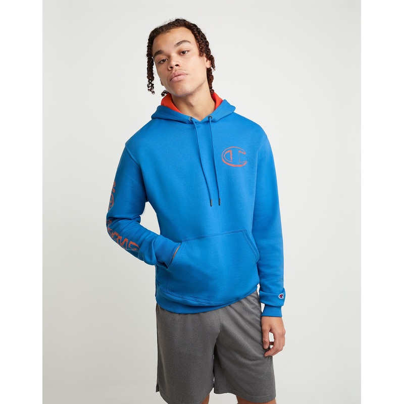 Mens Champion Blue Xl Fleece Pullover Hoodie Size Xl