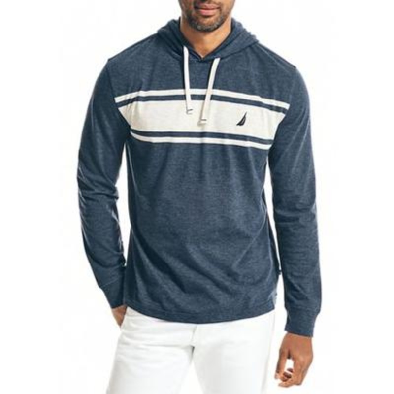 Nautica Men's Stripe Hoodie Dark Blue Xl