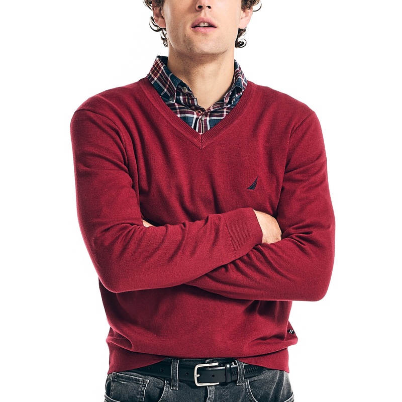 Nautica Navtech Vneck Sweater Melonberry Large