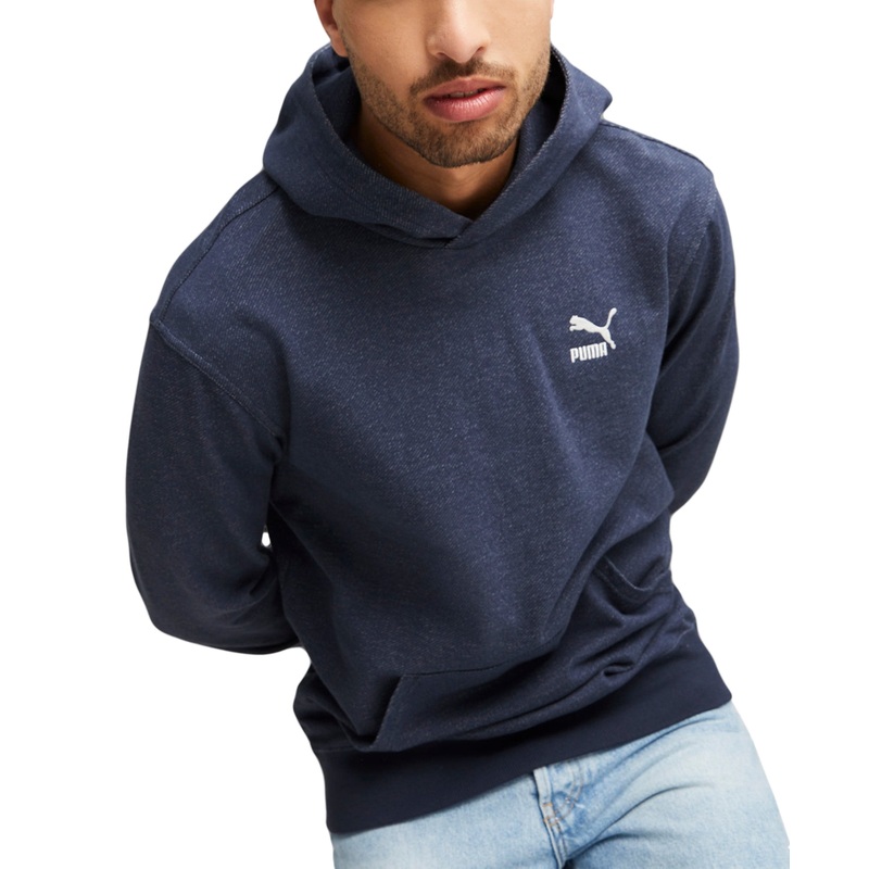 Puma Men's Denim Fleece Drawstring Hoodie  Indigo Navy 2XL
