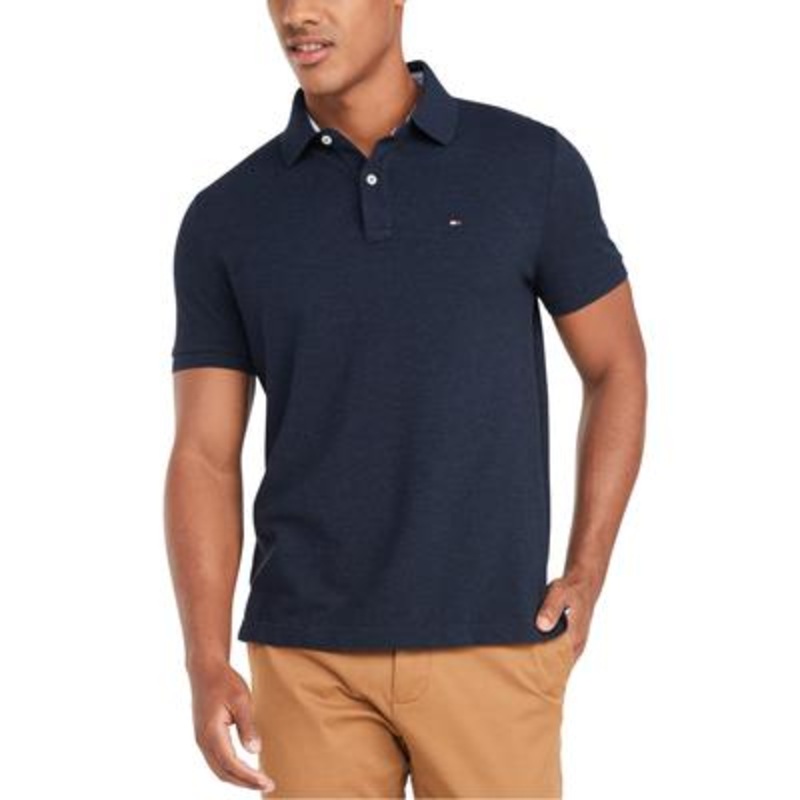Tommy Hilfiger Men's Classic Fit Ivy Polo Navy Blue Blaze Heather XXL