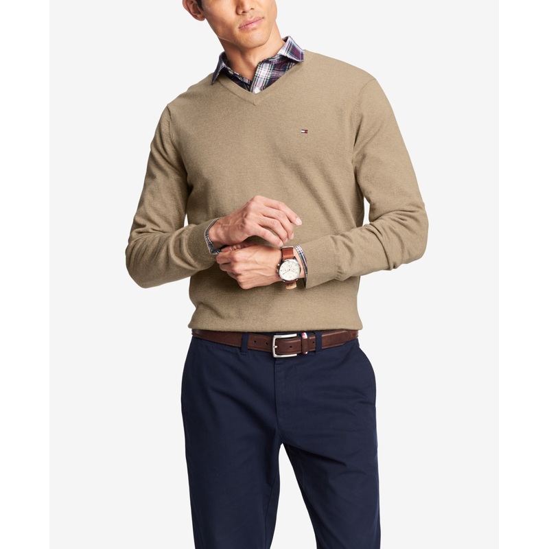 Tommy Hilfiger Men's Signature Vneck Sweater  Champagne Xxl