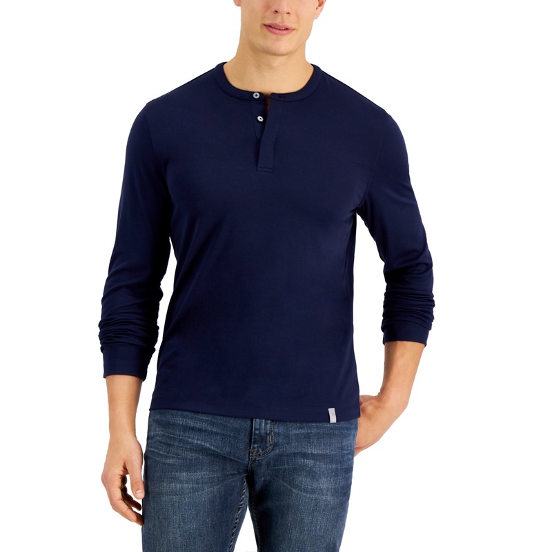Alfani Men's Alfatech Henley  Navy Blue  Xl