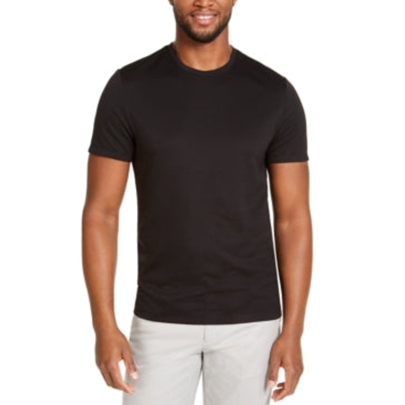 Alfani Men's Ribbed Crewneck T-shirt Black Large