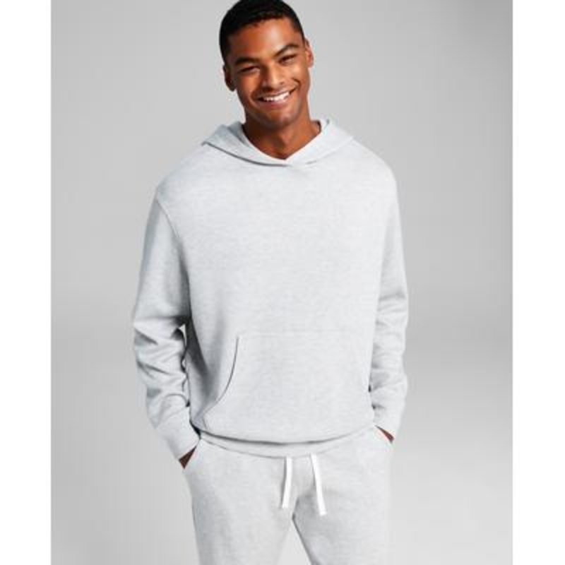 And Now This Men's Cozy Fleece Solid Hoodie  Grey Large