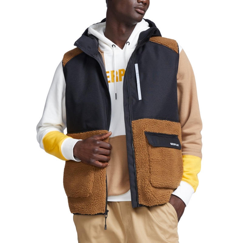 Caterpillar Men's Foundation Hybrid Work Vest Medium Gold Black