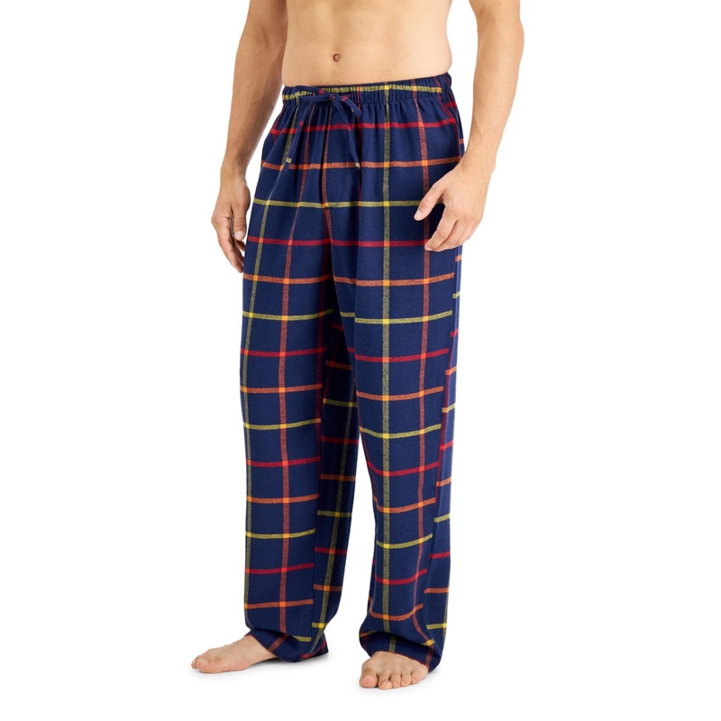 Club Room Men's Flannel Navy / Yellow Print Pajama Pants Small