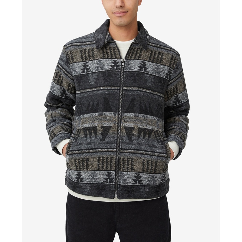 Cotton On Men's Sherpa Lined Harrington Jacket XXL 2XL Black