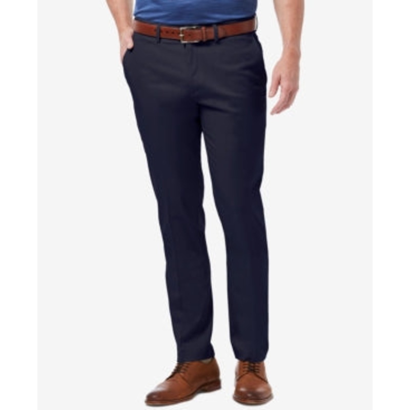 Haggar Men's Premium No Iron Khaki Slim Fit Flat Front Pant 32X30 Dark Navy