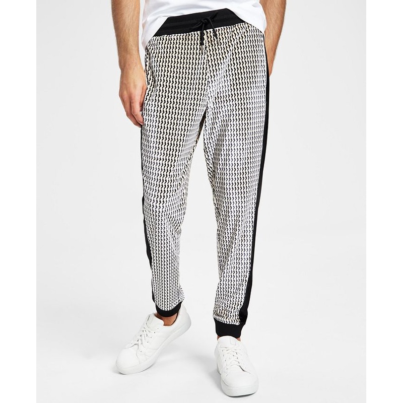 International Concepts Men's Squiggly Lines Drawstring Velour Pants Medium