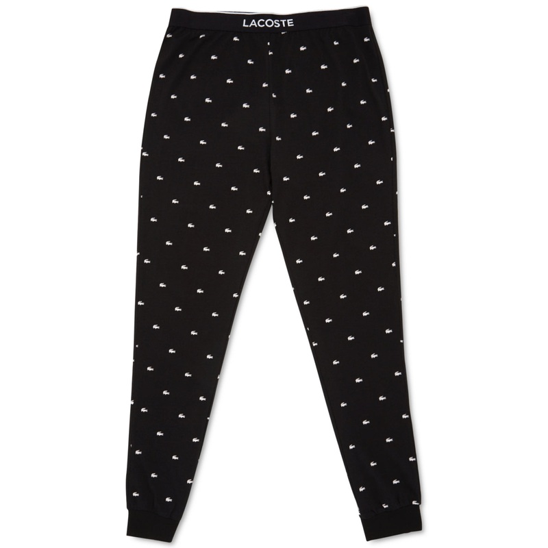 Lacoste Men's Printed Pajama Joggers  Black Medium