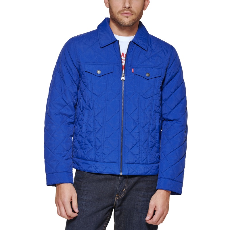 Levi's Diamond Quilted Trucker Jacket, Blue Size Large