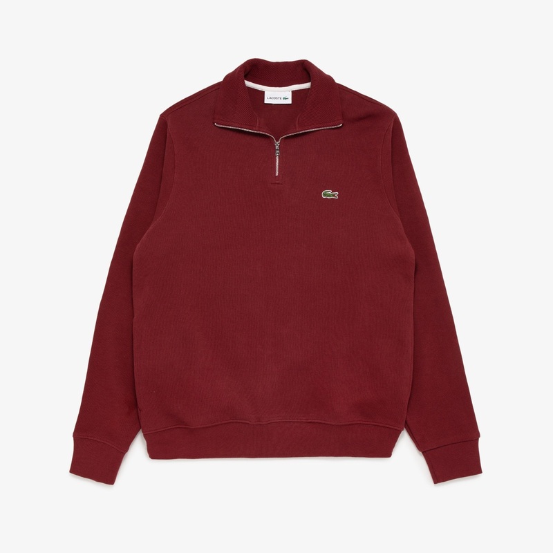 Men's Lacoste Quarter Zip Cozy Sweatshirt Red Size 8 / XXXL 3XL
