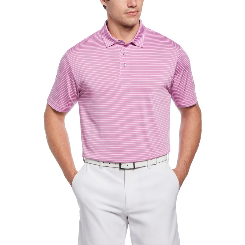 Pga Tour Mens Stripe Polo Shirt Purple Small
