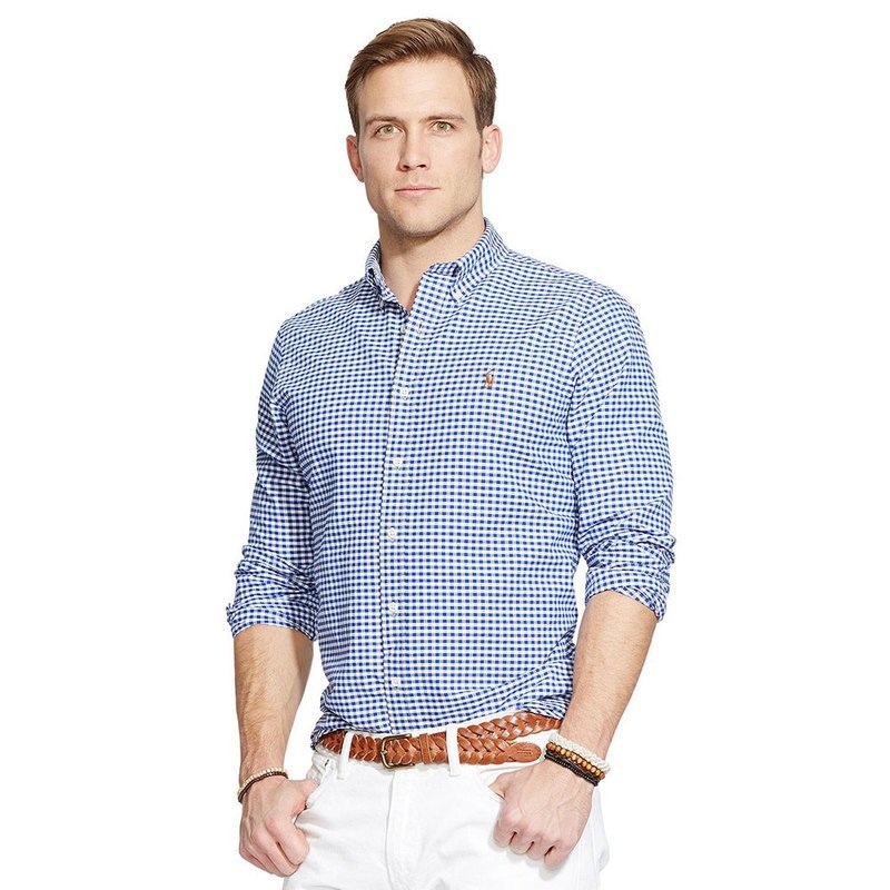 Ralph Lauren Classic Fit Gingham Oxford Shirt in Blue White Medium