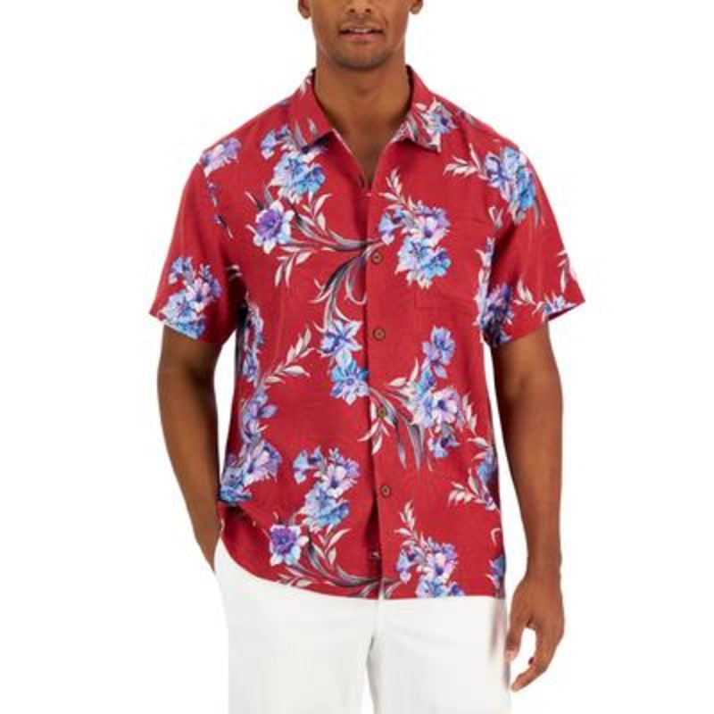 Tommy Bahama Men's Bordeaux Bloom Shirt  Sangria Red  Xxl