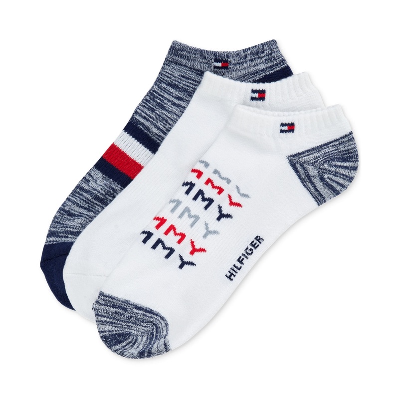 Tommy Hilfiger  Men's Logo No Show Socks 3 Pack White Osfa