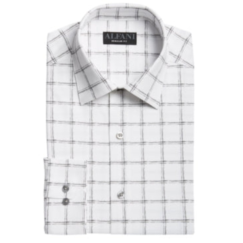 Alfani Men's Regular Fit Dress Shirt White 17-17.5 / 32-33