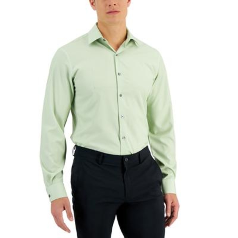 Alfani Men's Slim Fit 4Way Stretch Geo Print Dress Shirt  Mint Green