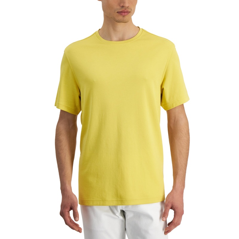 Alfani Men's Supima Crewneck T shirt  Glimmer Lt/Pas Yellow Small