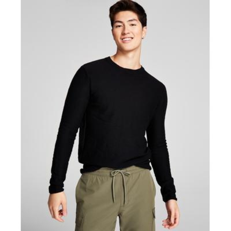 And Now This Men's Crewneck Knit Sweater Black Stex Solid Small