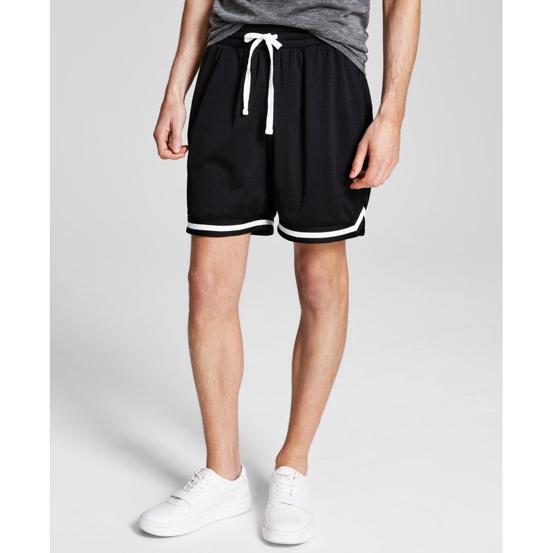 And Now This Men's Regular fit Contrast Trim Basketball Shorts Black Medium