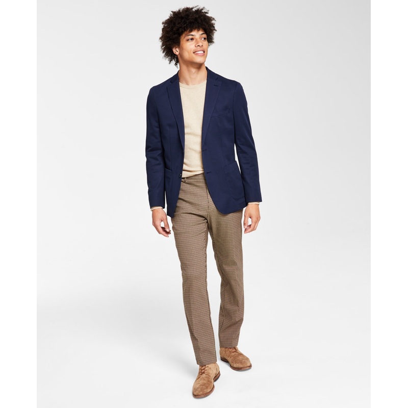 Bar III Men's Navy Solid Slim Fit Knit Blazer Size 42L Sport coat