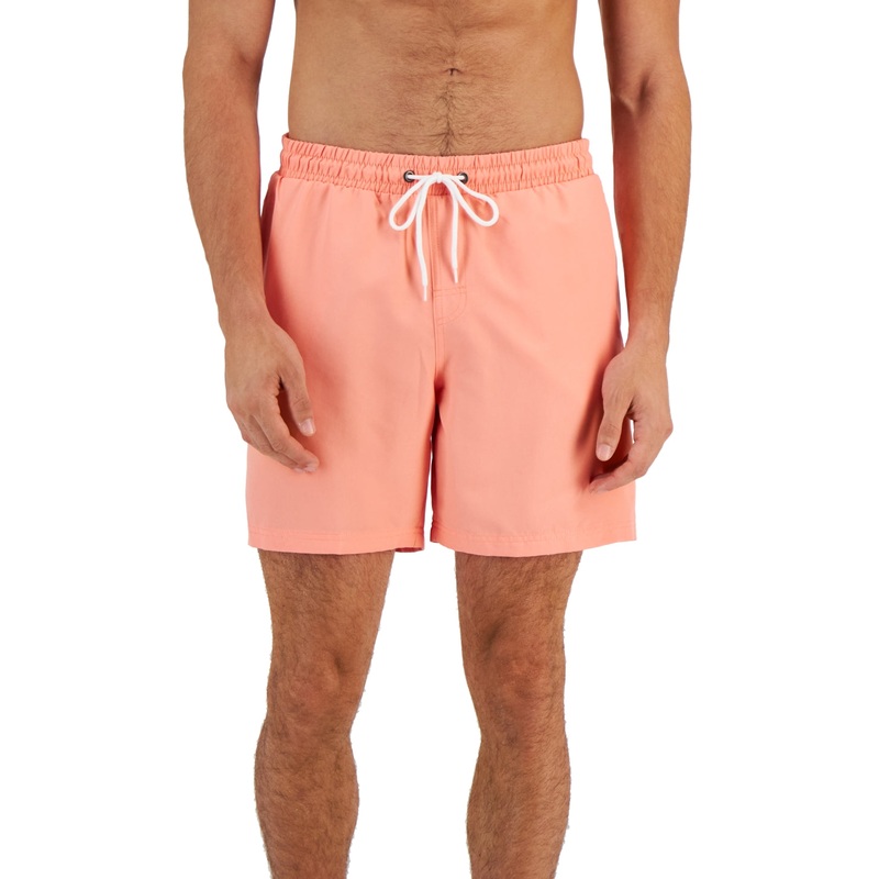 Club Room Men's Beachwear Swim Trunks Performance  Peach Large