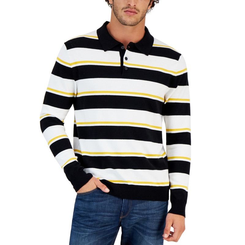 Club Room Men's Emblem Rugby Sweater Xxl  Deep Black
