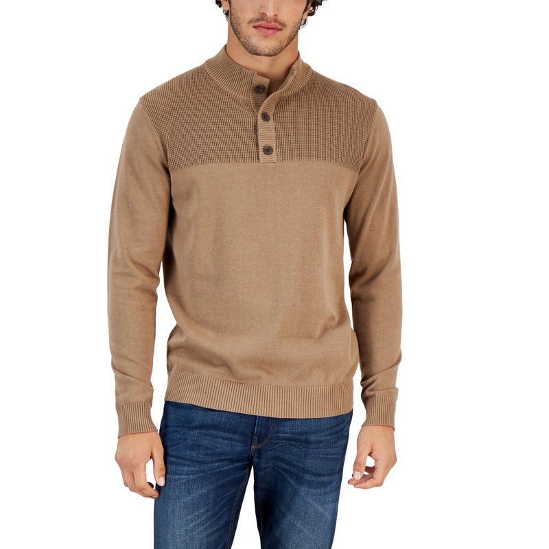 Club Room Men's Mock Neck Sweater Beige  To 3Xl