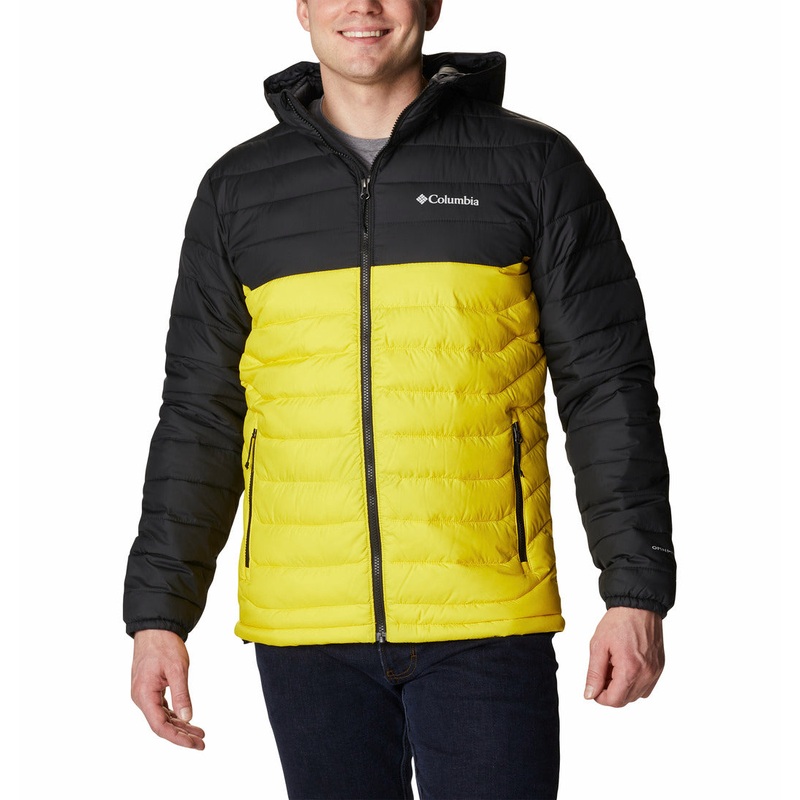 Columbia Men's Powder Lite Hooded Jacket XXL Laser Yellow Black
