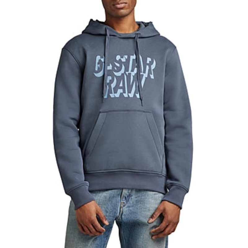 G-Star Raw Men's Retro Shadow Logo Graphic Hoodie Blue Small