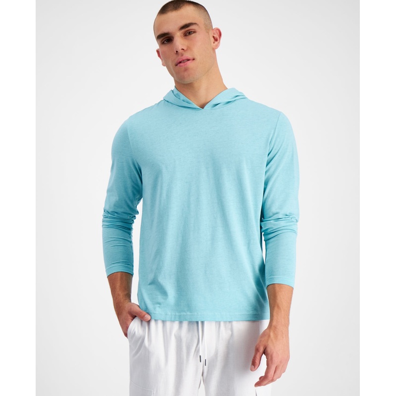INC International Concepts Men's Burnout Hoodie Shirt Light Blue Small
