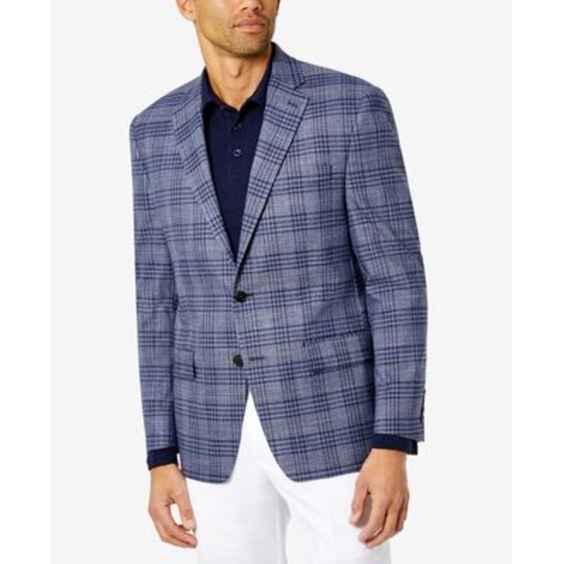 Lauren Ralph Lauren Men's UltraFlex Plaid Blazer Navy Blue Size 50R
