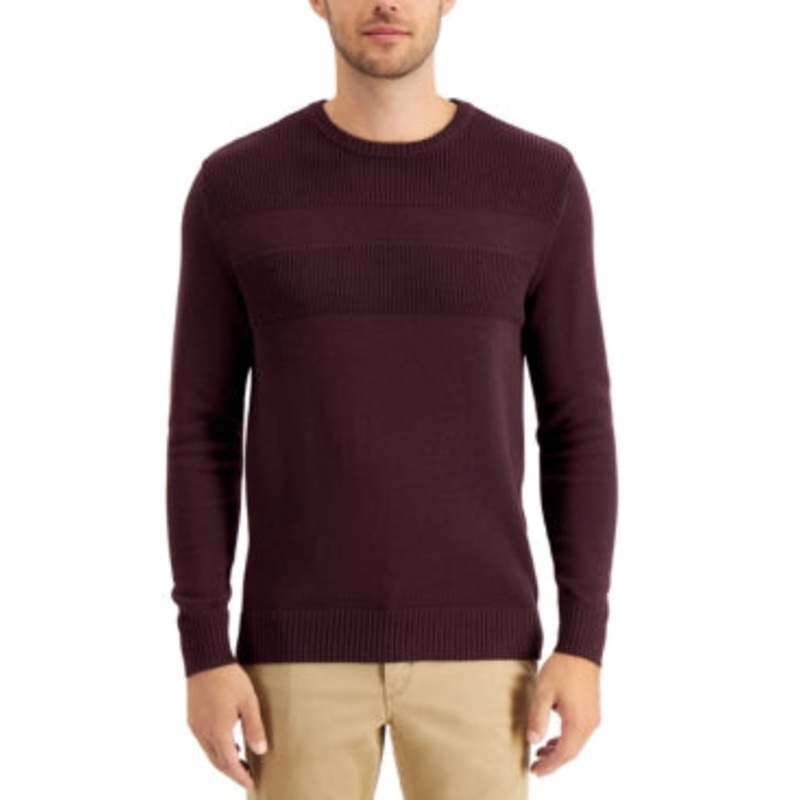 Men's Club Room Textured Cotton Sweater  Red Plum  Medium