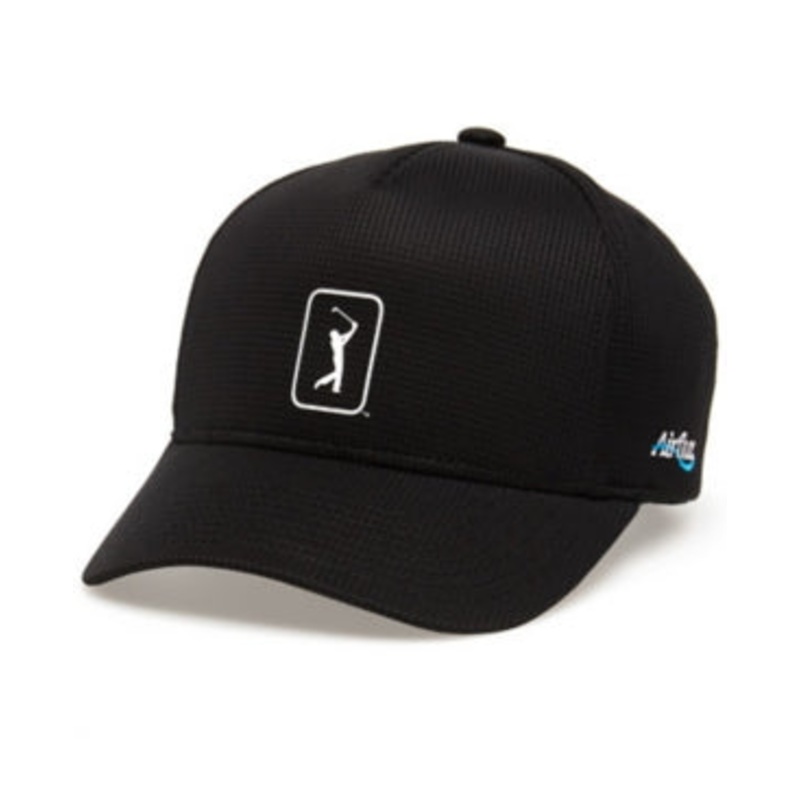 Pga Tour Mens Adjustable Black Ball Cap  Osfa Reg