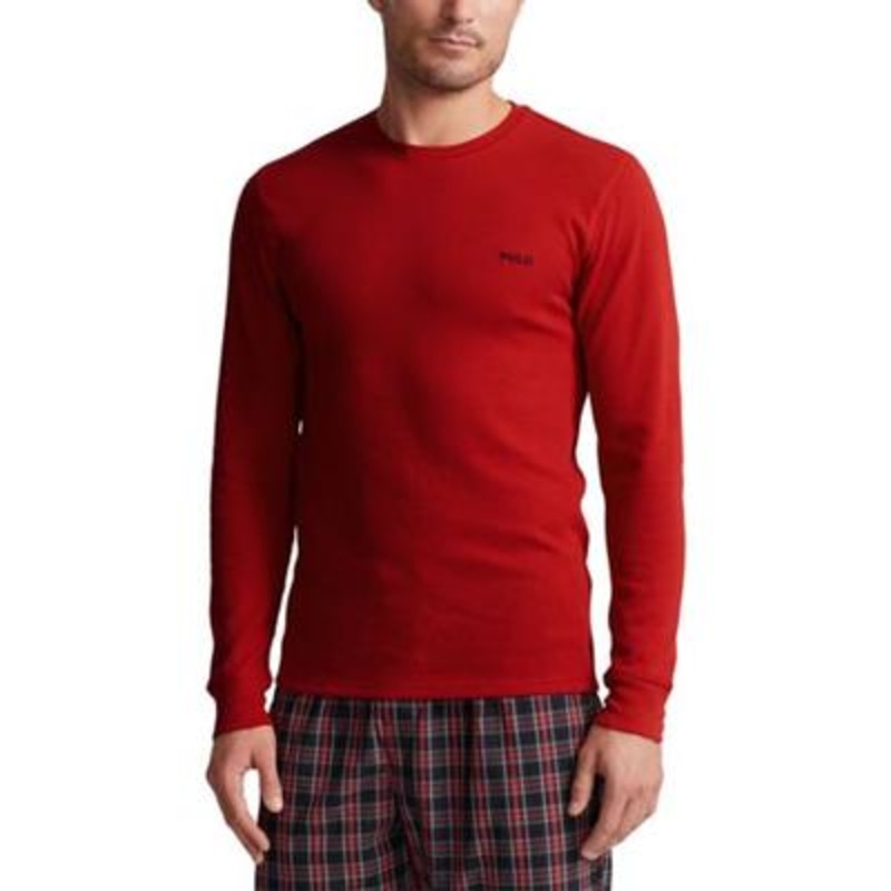Polo Ralph Lauren Men's Big & Tall Waffle Thermal Pajama Shirt Red / Navy