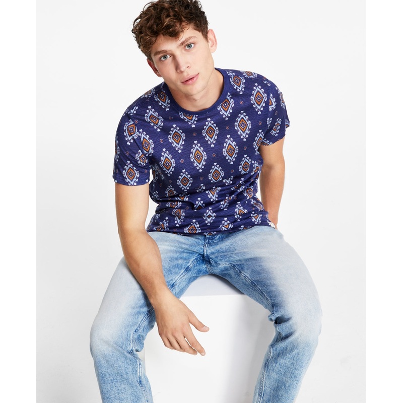 Sun+Stone Mens Jones Diamond T shirt Blue Small
