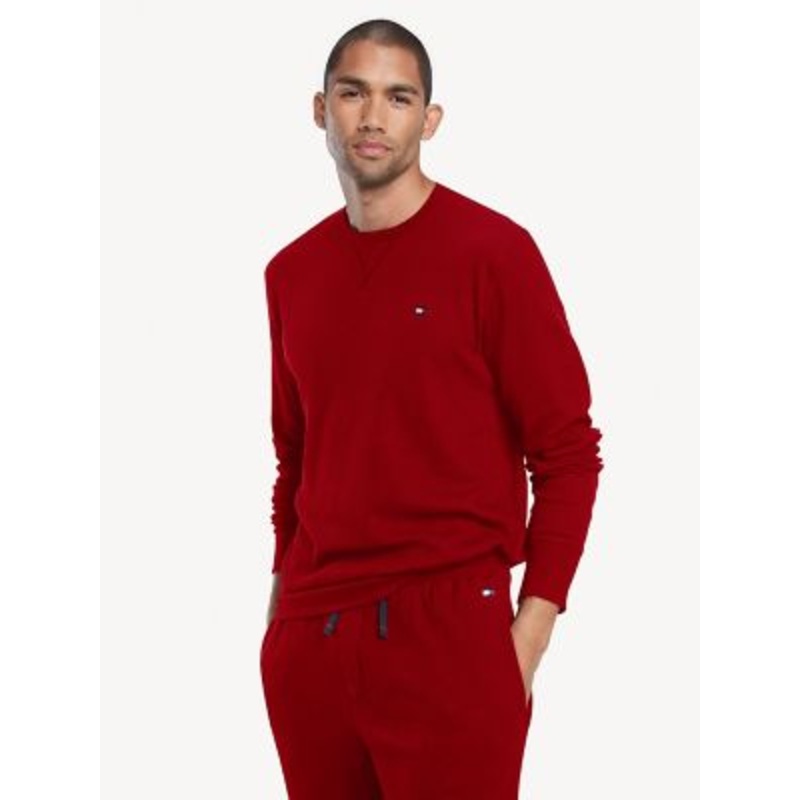 Tommy Hilfiger Men's Thermal Crewneck Tshirt  Red  Xxl Long Sleeve